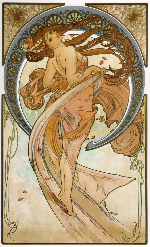 Title immagine 106_2 A Natale del 1894 gli capitò di entrare per caso in una stamperia dove avevano urgentemente bisogno di un manifesto per pubblicizzare una commedia della più famosa attrice parigina, Sarah Bernhardt: l`atttrice era così soddisfatta del successo di questo primo manifesto che gli fece un contratto di sei anni.