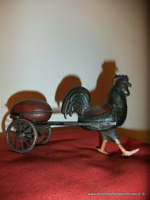 Title immagine 183_31 Antico gallo in latta con carretto delle Lehmann, 1930