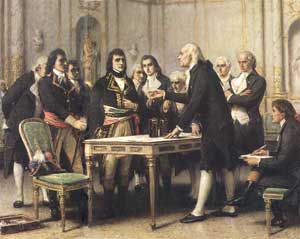 Alessandro Volta espone la sua scoperta a Napoleone.